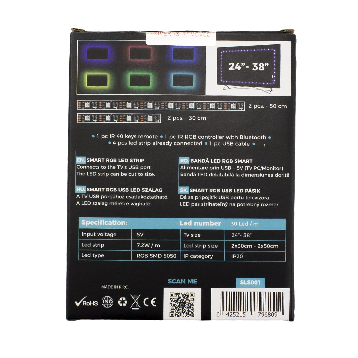 Bandă LED SMART - pentru iluminare ambientală TV, 24”-38” - SunShine