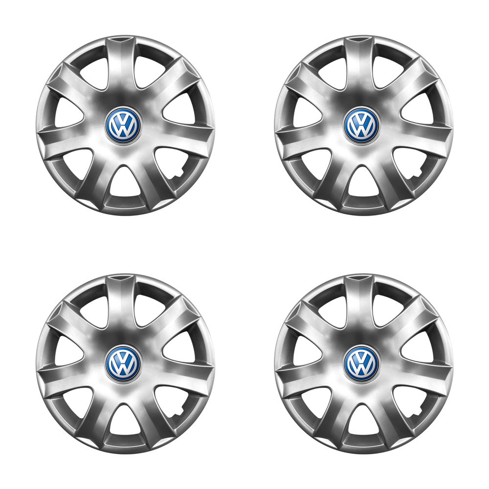 Set 4 capace roti potrivite jantelor de 15 inch compatibile gama Volkswagen, model - 326, Sigla Albastra