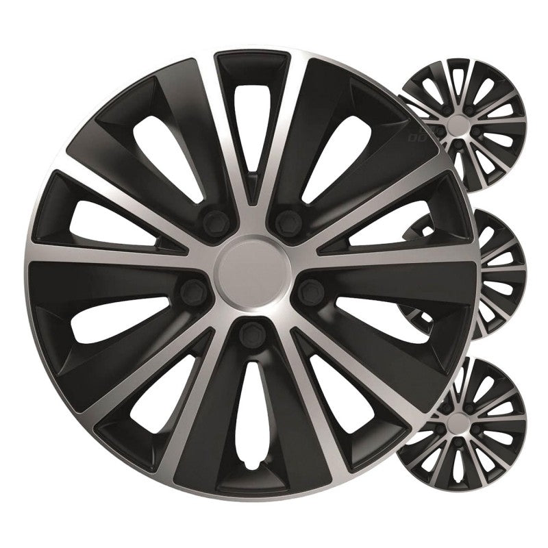 Capace roți auto, set 4 piese, Rapide, negru argintiu, 14" inch, COLOR BOX