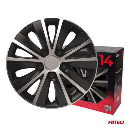 Capace roți auto, set 4 piese, Rapide, negru argintiu, 14" inch, COLOR BOX