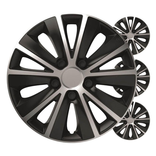 Capace roți auto, set 4 piese, Rapide, negru argintiu, 15" inch, COLOR BOX