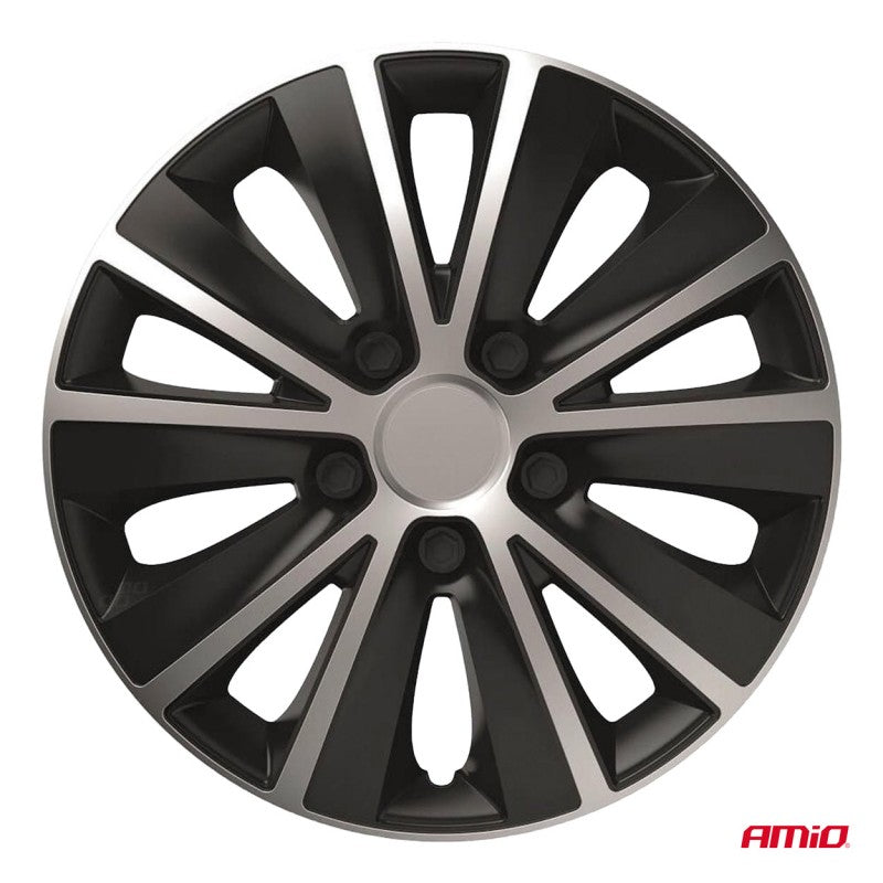 Capace roți auto, set 4 piese, Rapide, negru argintiu, 15" inch, COLOR BOX