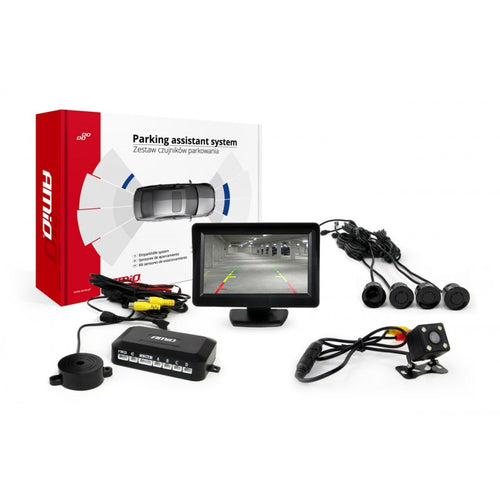 Kit senzori de parcare TFT01 de 4,3" cu cameră HD-315-LED, 4 senzori, negru