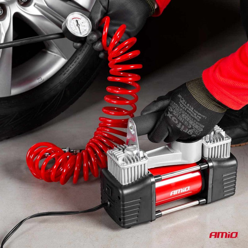 Compresor auto, AComp-4, metalic, 2 cilindri, 12V, premium