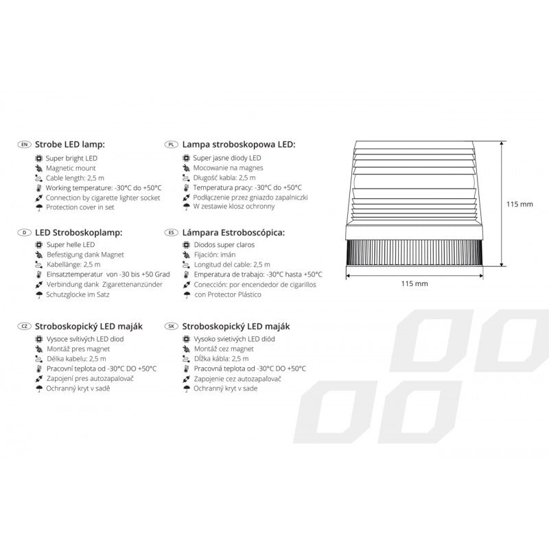 Lampă stroboscopică, girofar, magnetica, AMiO, 24V, LED