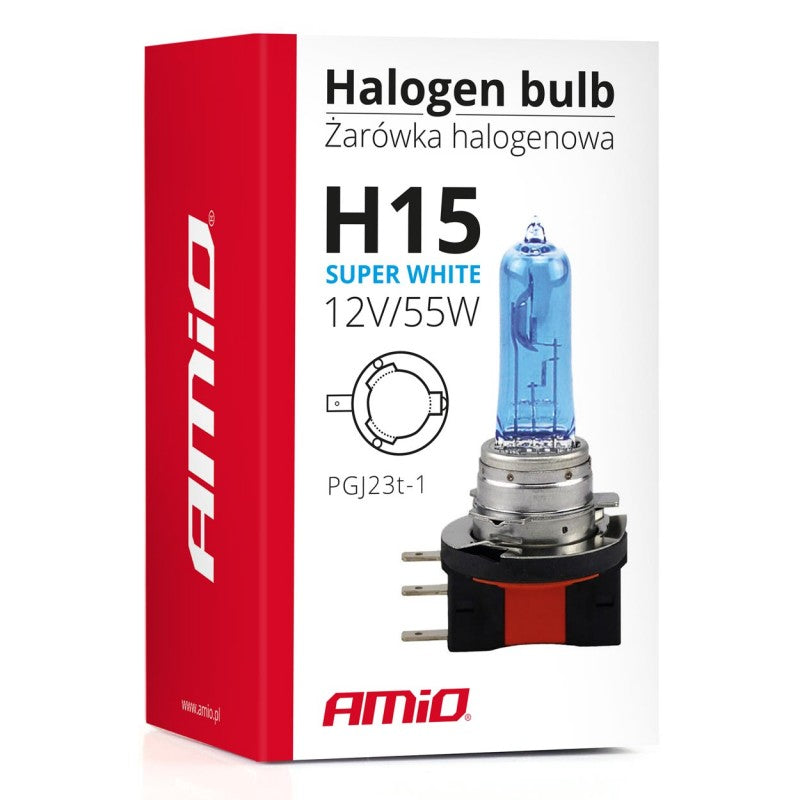 Bec halogen H15 12V 55W Super White AMIO-01492