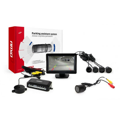 Kit senzori de parcare TFT01 de 4,3" cu cameră HD-301-IR, 4 senzori, negru