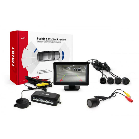Kit senzori de parcare TFT01 de 4,3" cu cameră HD-301-IR, 4 senzori, negru