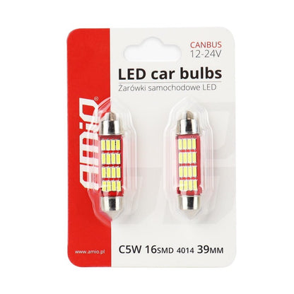 Bec sofit Canbus 4014 16SMD Festoon C5W C10W C3W 39mm Alb 12V/24V