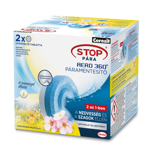 Henkel - Tabletă Ceresit Stop pentru reumplerea aparatului de dezumidificare - aromă „Flori sălbatice” - 2 x 450 g
