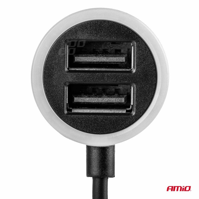 Incarcator Auto, 12/24V, cablu USB tip C + 2 x USB 2.4A