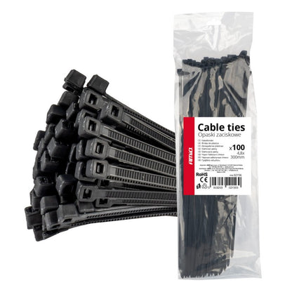 Fasete negre 4,8x300mm - 100 buc. AMIO-02156