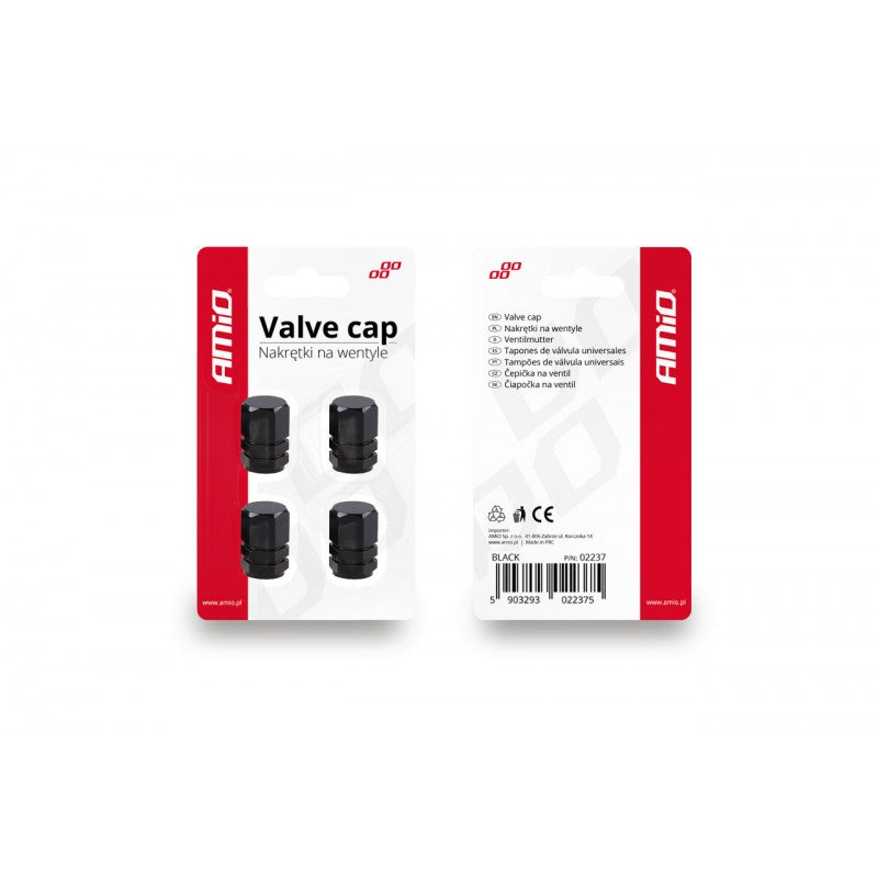 Set capace valvă, 4 buc, negre