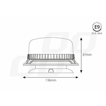 Lampa de avertizare W03M magnetica R65 R10 36LED 12/24V IP56