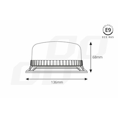 Lampa de avertizare W03B 3BOLT R65 R10 36LED 12/24V IP56