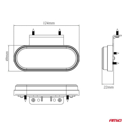 Lampă auto LED OM-01-O oval portocaliu AMIO-02374