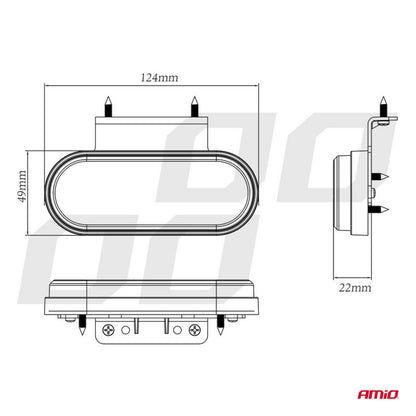 Lampă auto LED OM-01-W ovală albă AMIO-02375