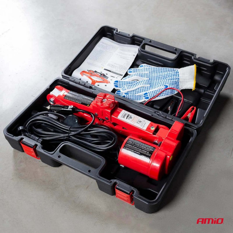 Cric electric tip foarfecă cu telecomandă și KIT de reparare 3T 12V AMIO-02406