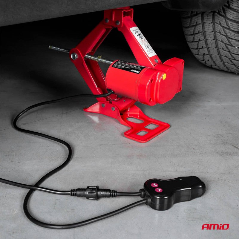 Cric electric tip foarfecă cu telecomandă și KIT de reparare 3T 12V AMIO-02406