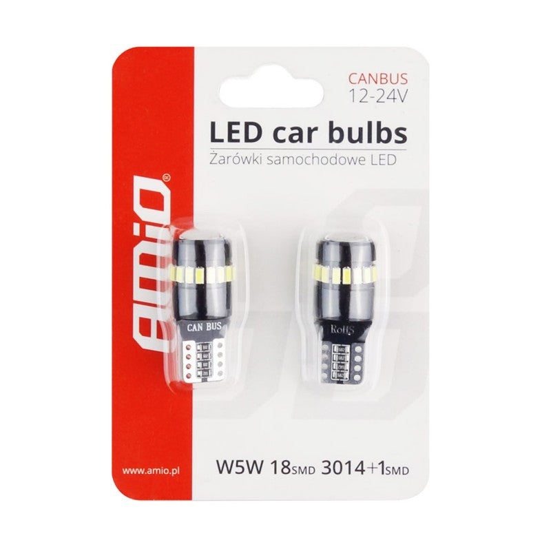 Set becuri CANBUS 18SMD 3014 + 1SMD 1SMD T10 W5W Alb 12V/24V