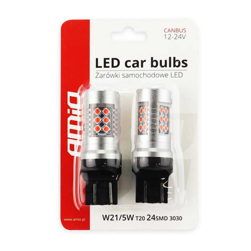 LED CANBUS 3030 24SMD T20 7443 WR21/5W Roșu 12V/24V