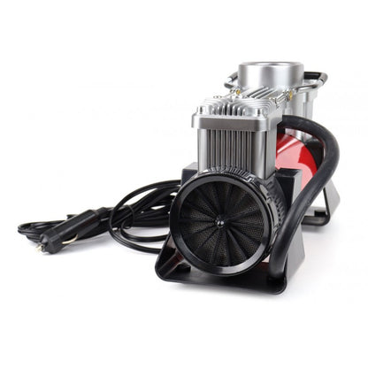 Compresor auto, metalic, 2 cilindri, 12V, HQ, geanta + Kit reparatie anvelope