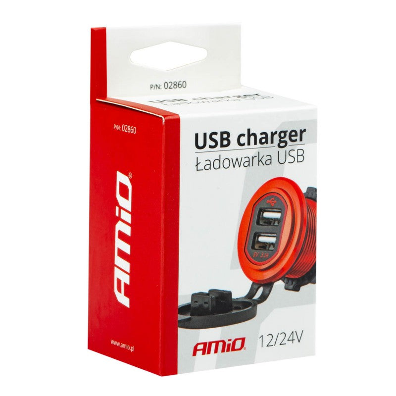 Priză de alimentare, rezistenta la apa, 2 x USB, 12-24V