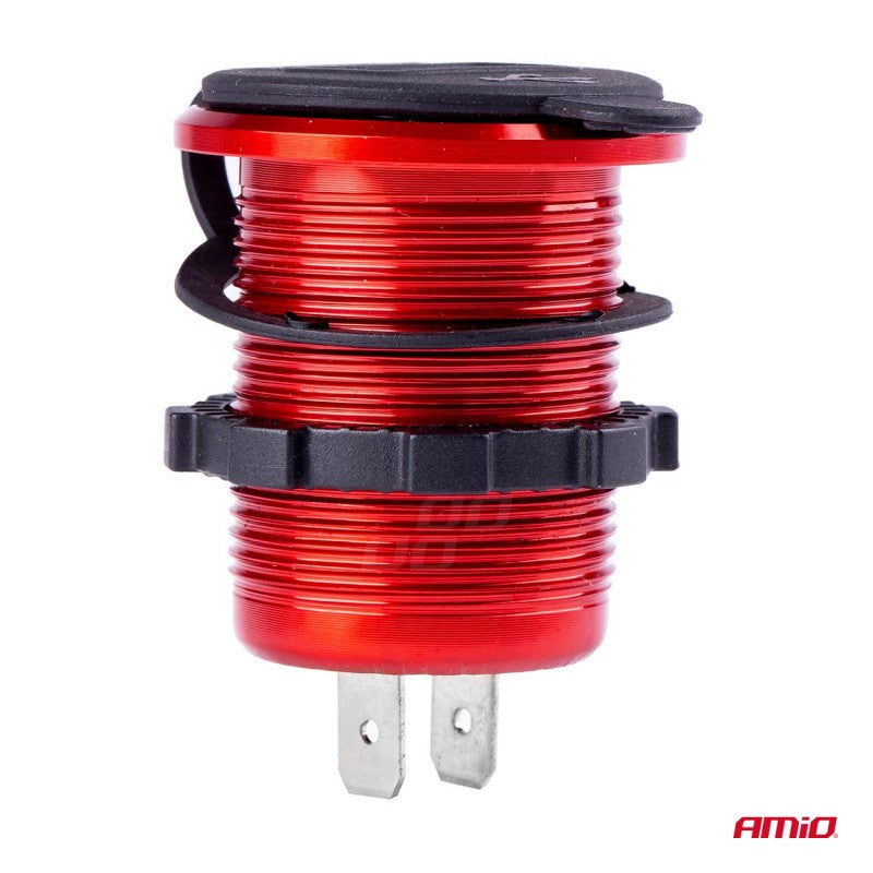 Priză de alimentare, rezistenta la apa cu tester de tensiune 2xUSB 12/24V