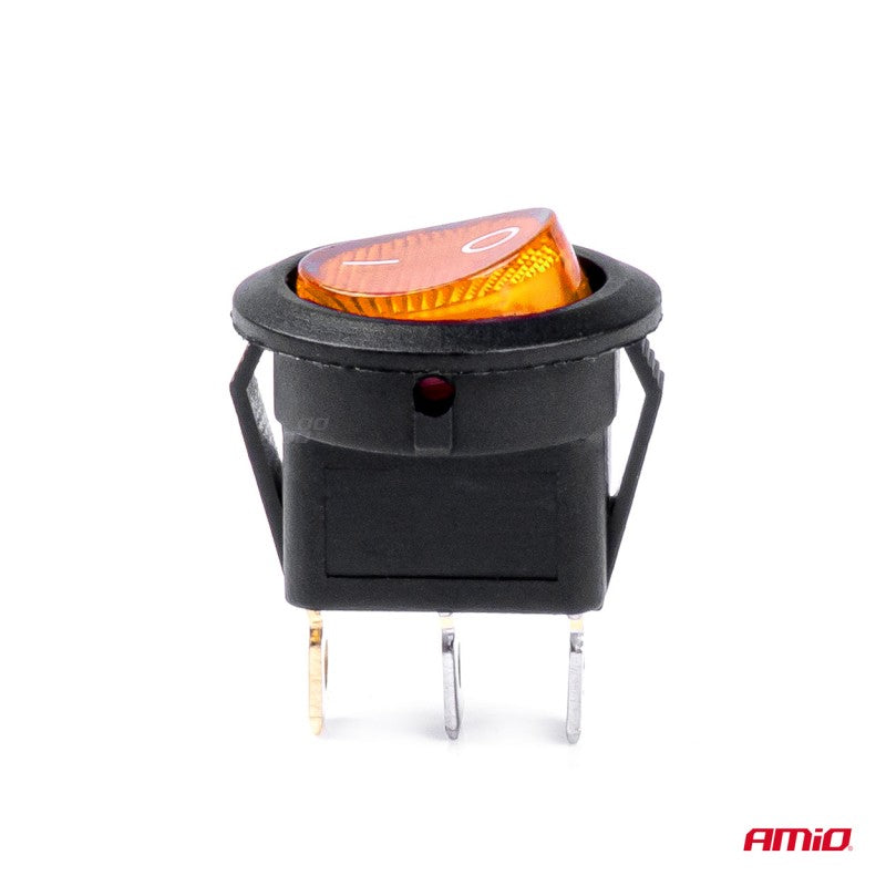 Întrerupător rotund cu lumină galbenă 12/24V max 20A ON/OFF