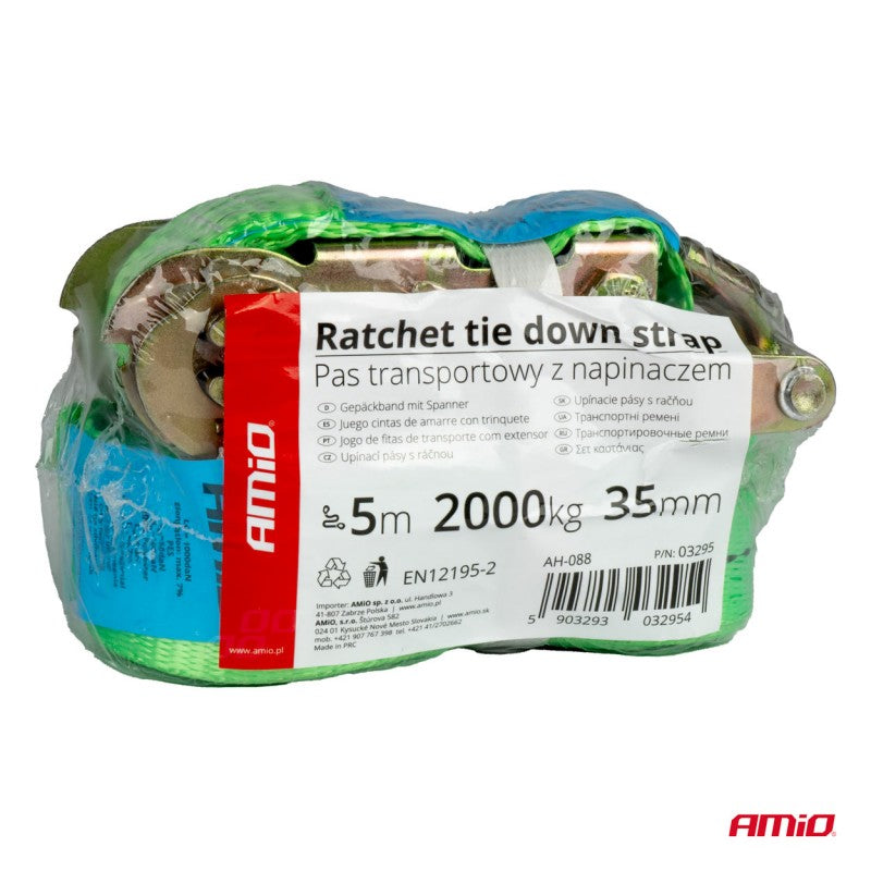 Bandă de transport cu tensionator 2000 kg 38 mm 5 m AMIO-03295