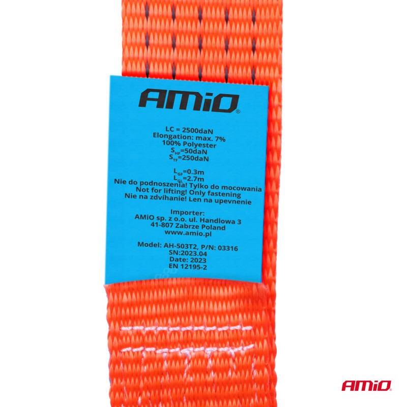 Chinga de transport cu tensionator pentru remorci 5T 5000kg 50mm 3m AMIO-03316