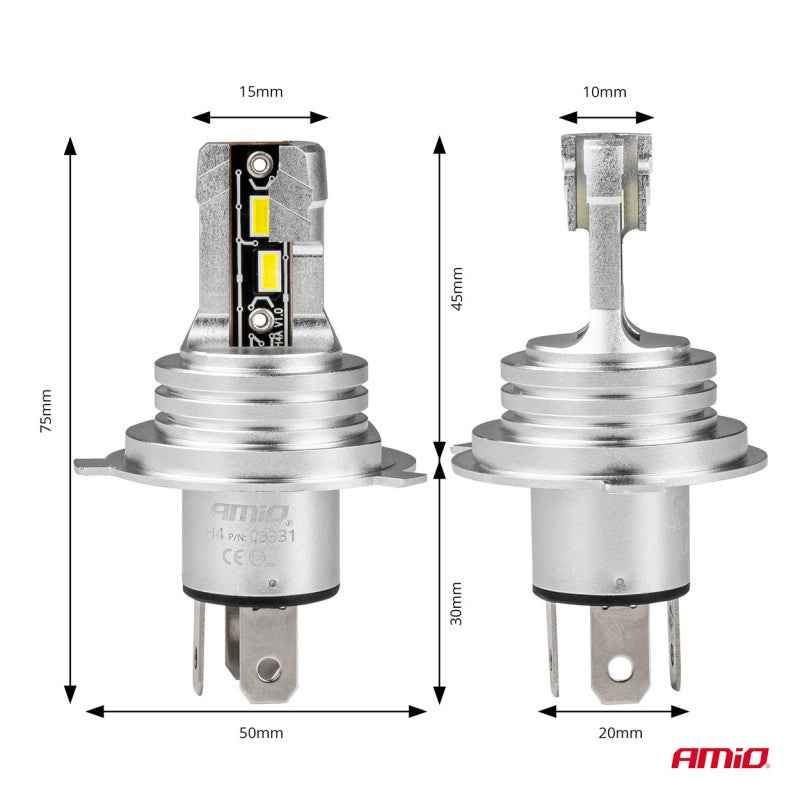 Set becuri cu LED H4 H-mini AMiO