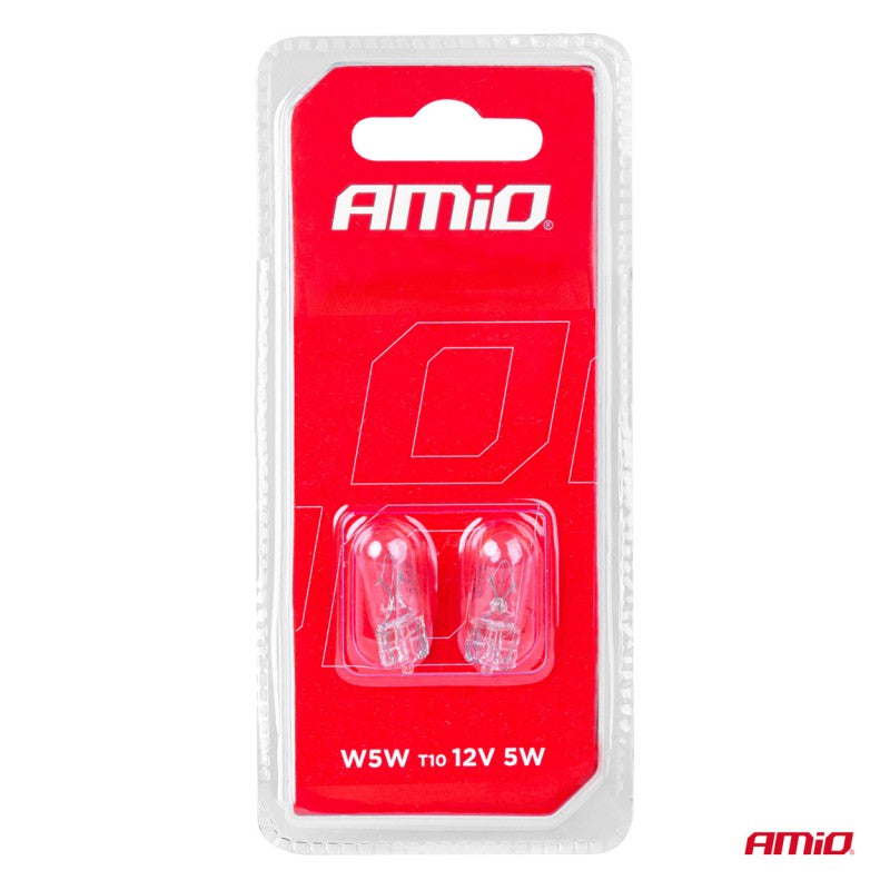 Becuri cu halogen T10 W5W W2.1x9.5d 12V 2 buc. AMIO-03346 blister
