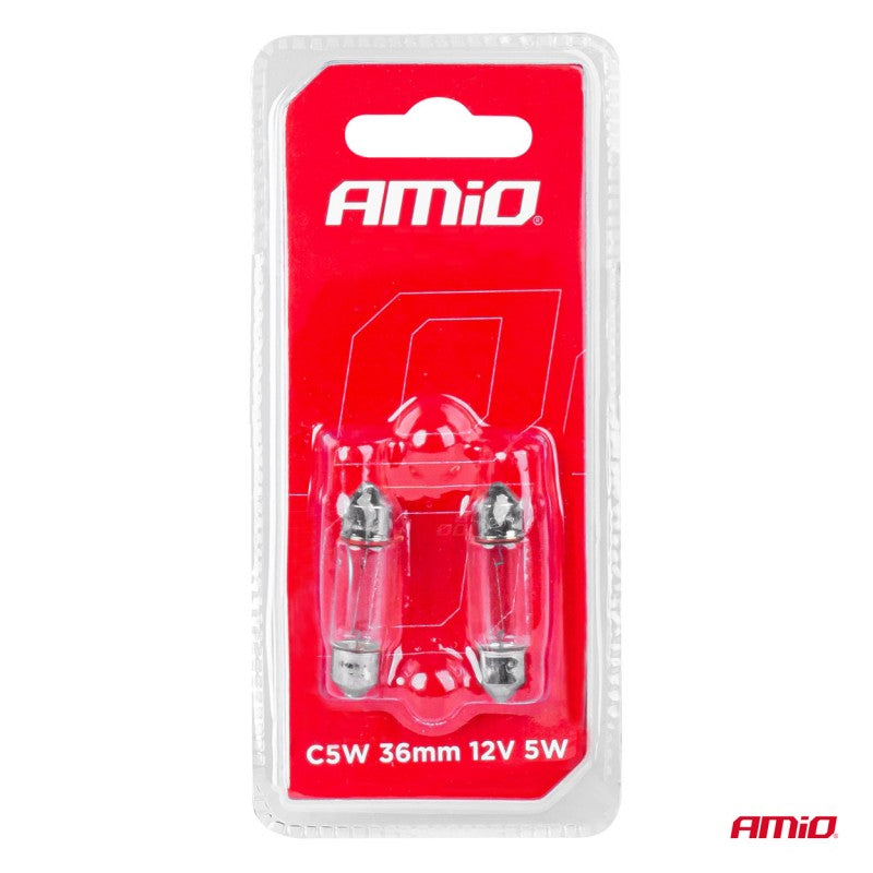 Becuri sofit cu halogen C5W 36mm 12V 2 buc. AMIO-03348 blister