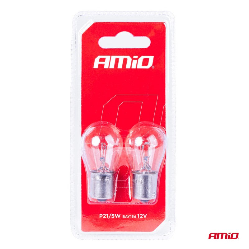 Becuri halogen P21/5W BAY15D 12V blister 2 buc AMIO-03353