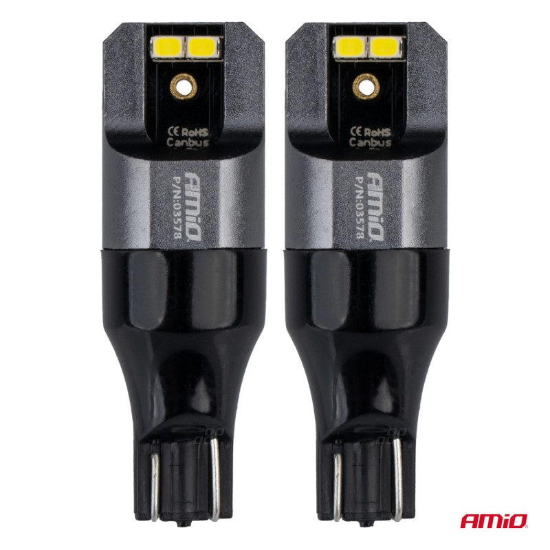 Becuri LED CANBUS PRO T15 W16W 4x2016 SMD alb 12V 24V AMIO-03578