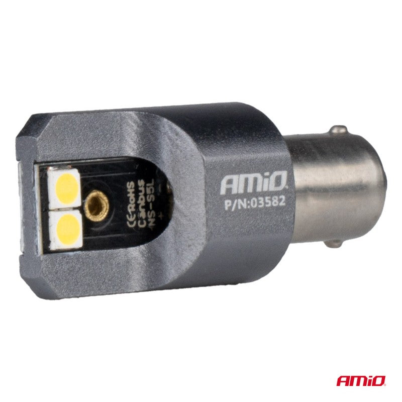 Set becuri FULL CANBUS PRO T4W BA9S 4x3030 SMD Alb 12V 24V AMIO-03582