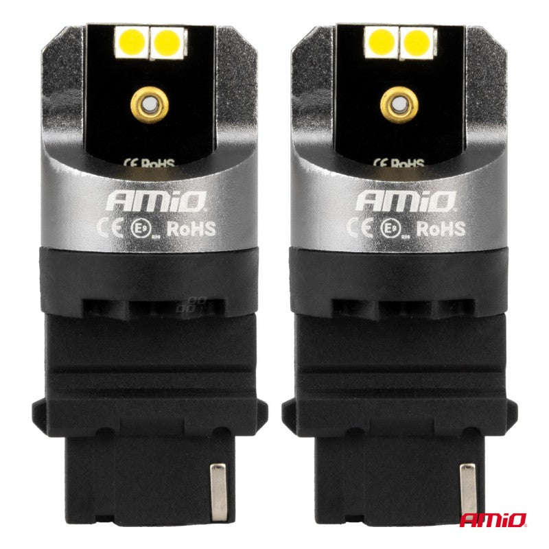 Becuri LED CANBUS seria PRO P27W 4x3030 SMD Alb 12V 24V AMIO-03587