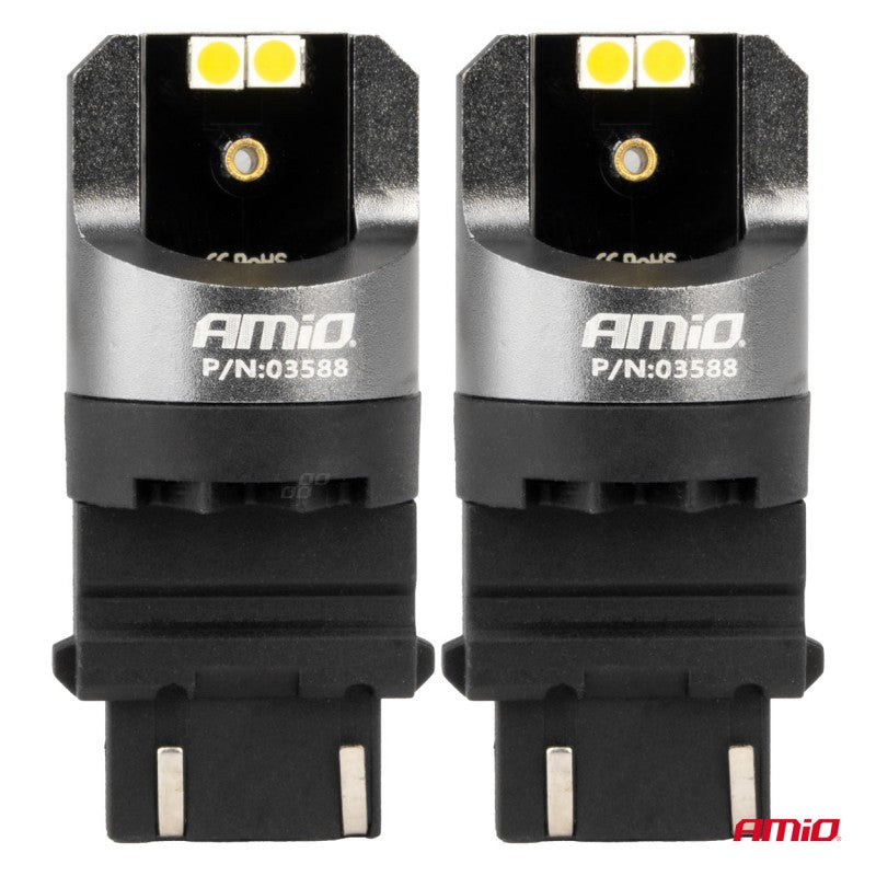 Becuri LED CANBUS seria PRO 3157 P27/7W 4x3030 SMD Alb 12/24V AMIO-03588