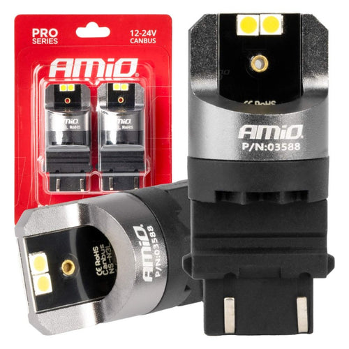 Becuri LED CANBUS seria PRO 3157 P27/7W 4x3030 SMD Alb 12/24V AMIO-03588