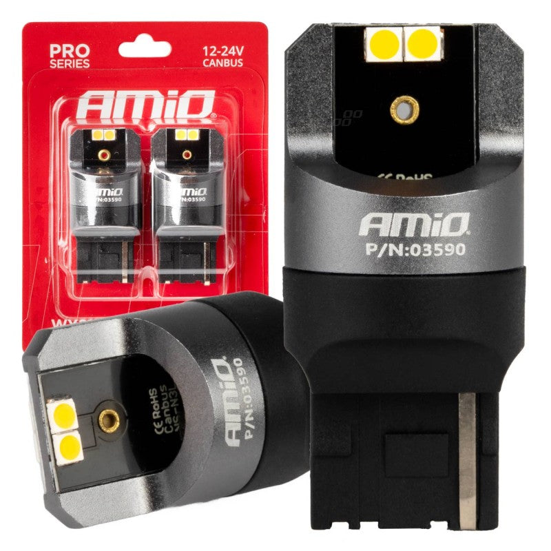 Becuri Canbus  PRO WY21W ,4x3030 SMD portocaliu 12V 24V AMIO-03590