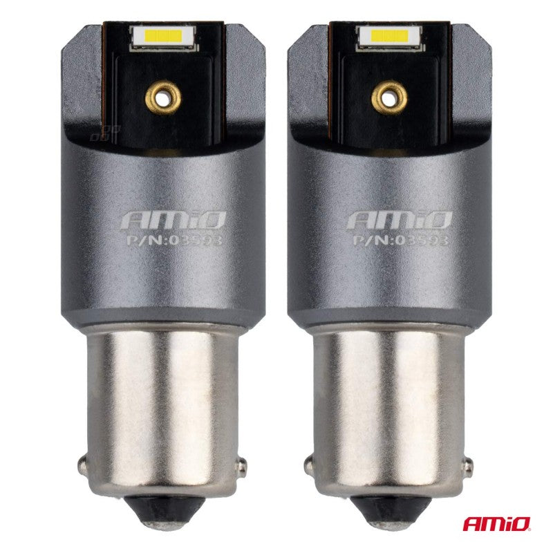 Becuri LED FULL CANBUS PRO BA15S P21W 2x1860SMD alb 12V 24V AMIO-03593