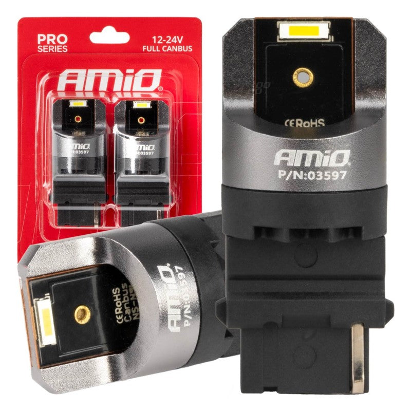 LED CANBUS seria PRO 3156 P27W 2x1860SMD Alb 12/24V FULL CANBUSAMIO-03597