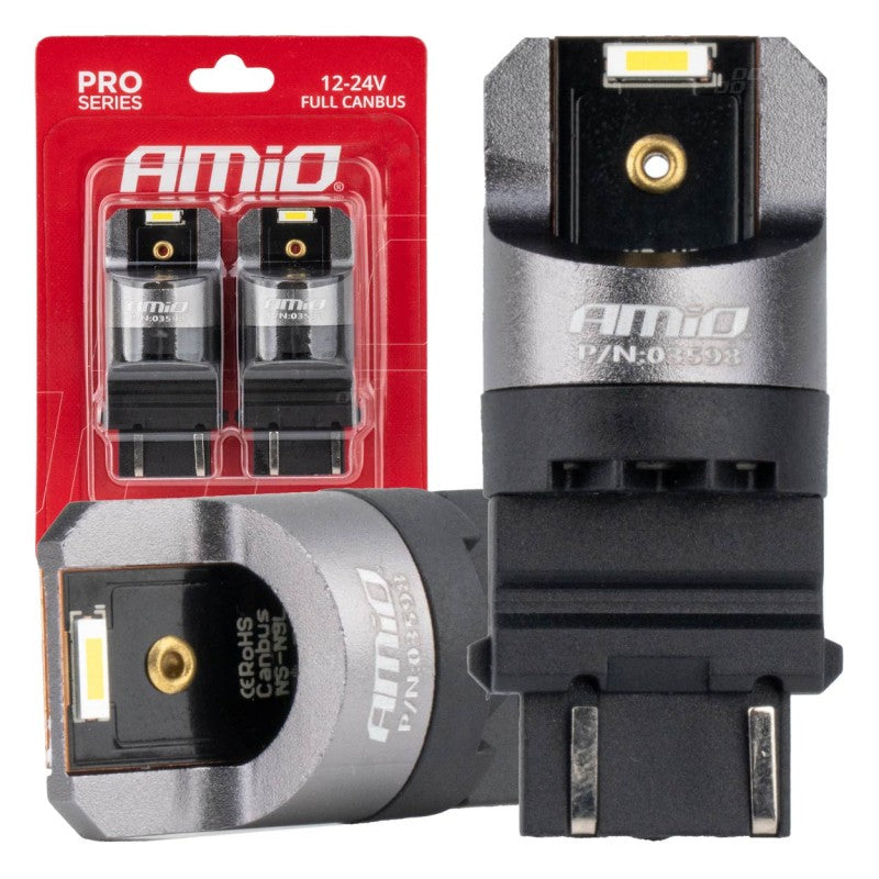 Becuri LED FULL CANBUS PRO P27/7W 2x3157 SMD alb 12V 24V AMIO-03598