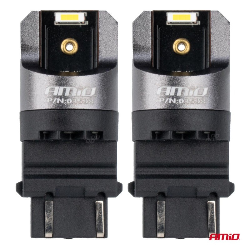 Becuri LED FULL CANBUS PRO P27/7W 2x3157 SMD alb 12V 24V AMIO-03598