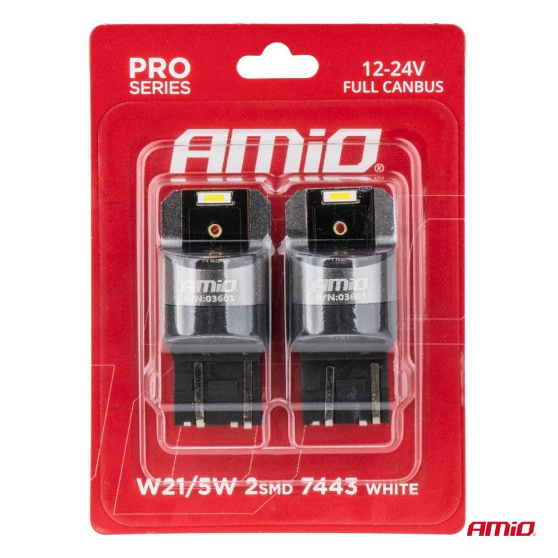 Set becuri FULL CANBUS PRO W21/5W 2x1860 SMD alb 12V 24V AMIO-03601