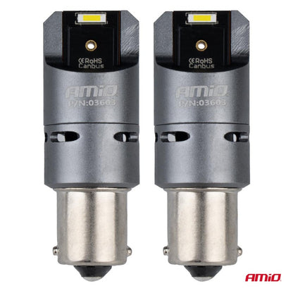Becuri LED FULL CANBUS PRO BA15S P21W 2x1860SMD alb 12V 24V AMIO-03603