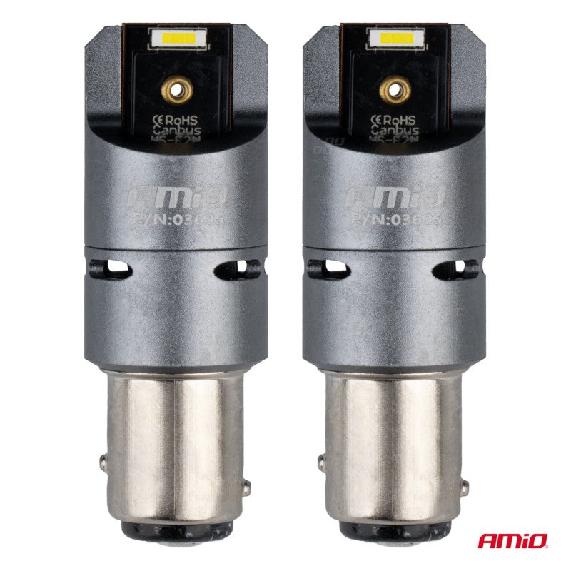 Becuri LED FULL CANBUS PRO P21/5W 2x1860 SMD alb 12V 24V AMIO-03605