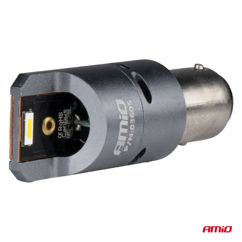 Becuri LED FULL CANBUS PRO P21/5W 2x1860 SMD alb 12V 24V AMIO-03605