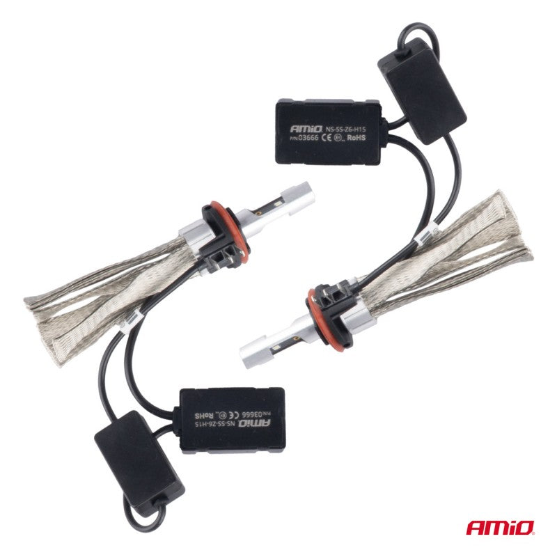 Set Becuri auto LED FLEX+ H15 seria 6000K 12V 24V Canbus AMIO-03666
